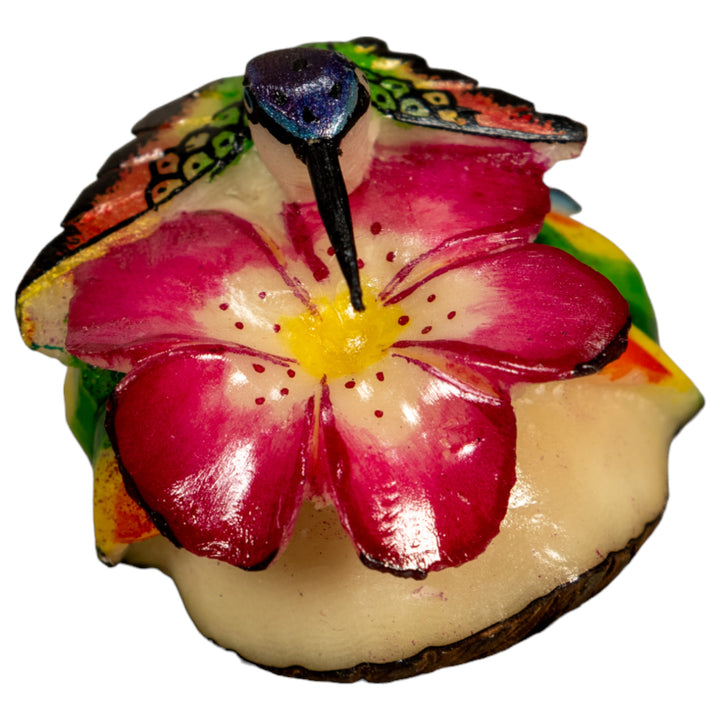 Hummingbird With Flower Tagua Nut Carving