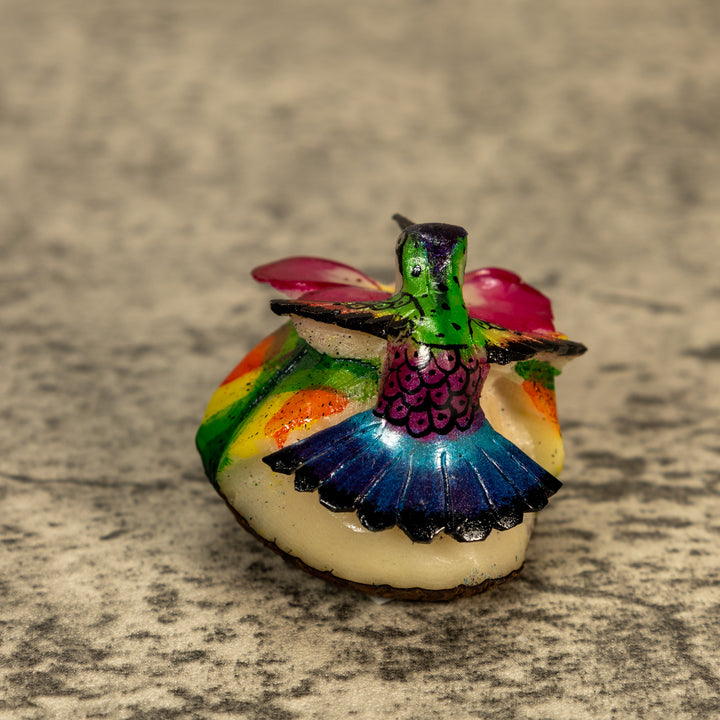 Hummingbird With Flower Tagua Nut Carving