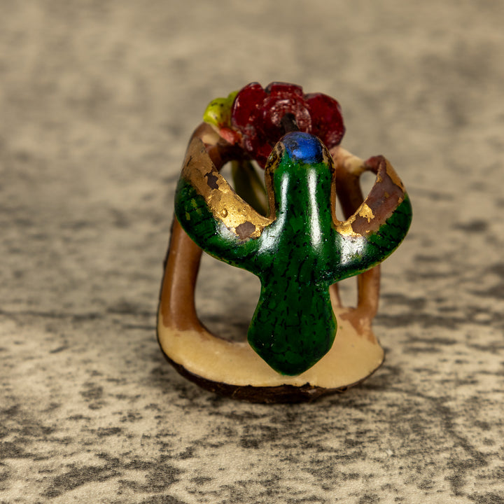 Hummingbird With Flower Tagua Nut Carving