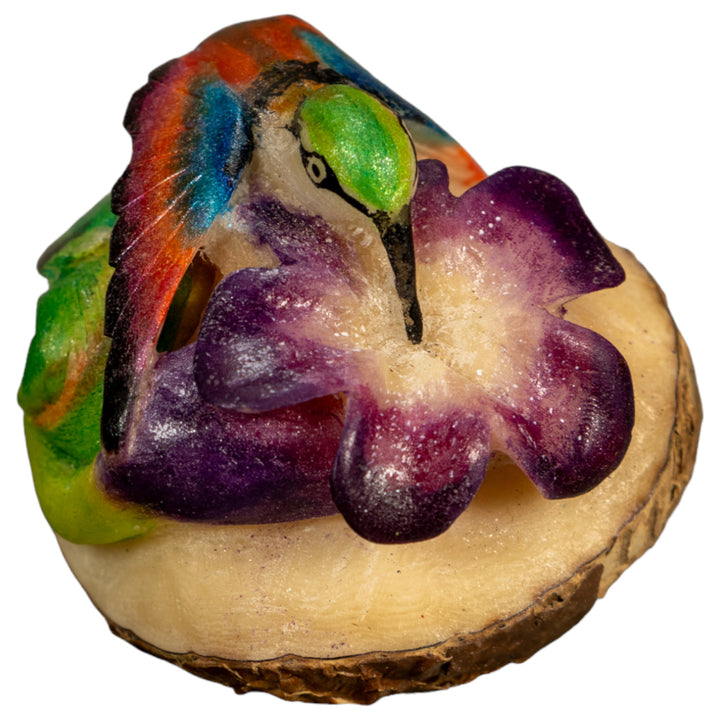 Hummingbird With Flower Tagua Nut Carving