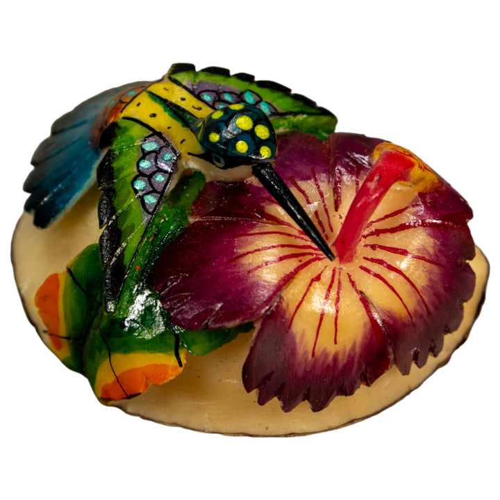 Hummingbird With Flower Tagua Nut Carving