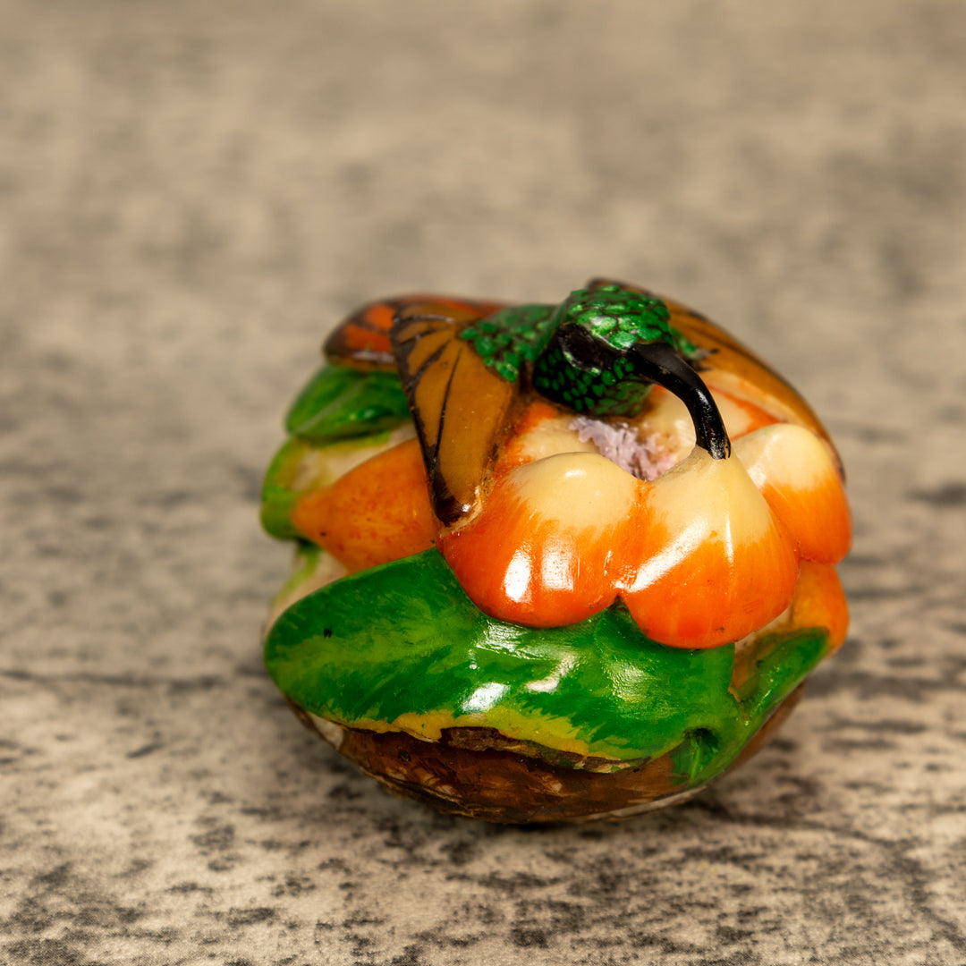 Hummingbird With Flower Tagua Nut Carving
