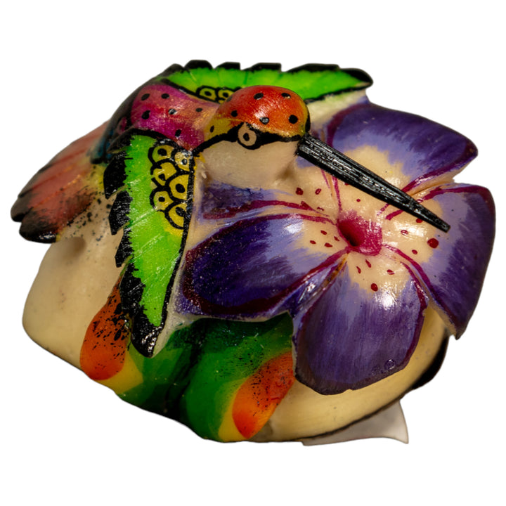 Hummingbird With Flower Tagua Nut Carving