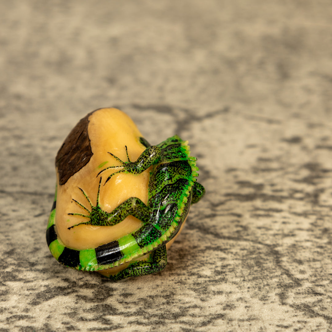 Green Iguana Lizard Tagua Nut Carving
