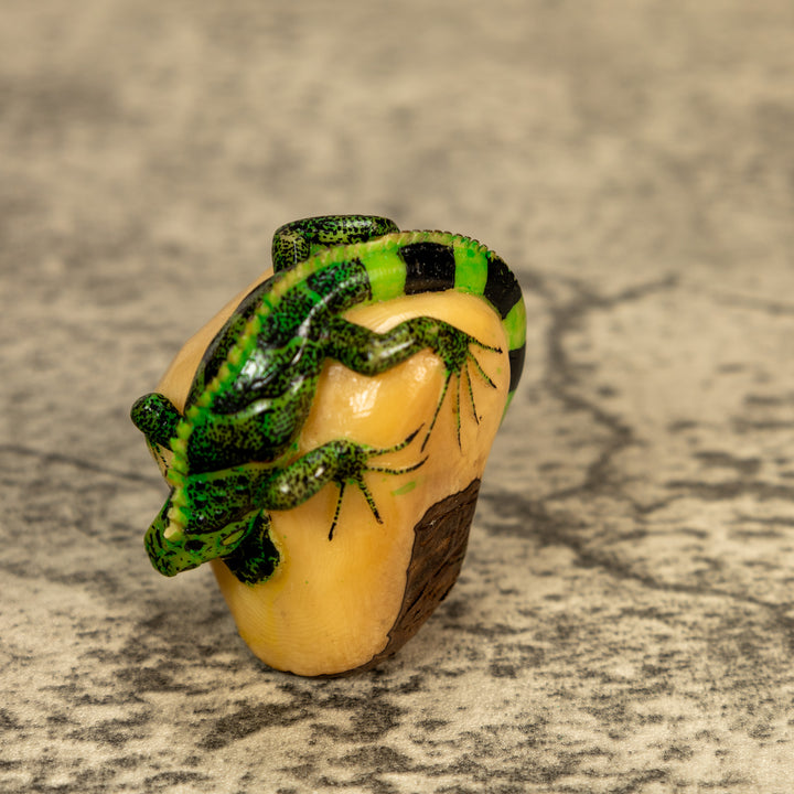 Green Iguana Lizard Tagua Nut Carving