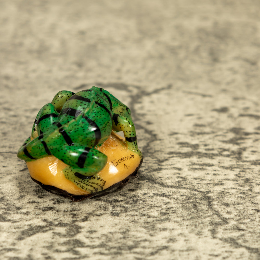 Green Iguana Lizard Tagua Nut Carving