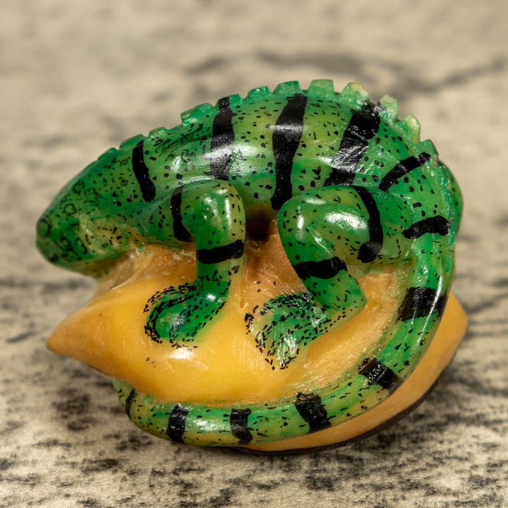 Green Iguana Lizard Tagua Nut Carving