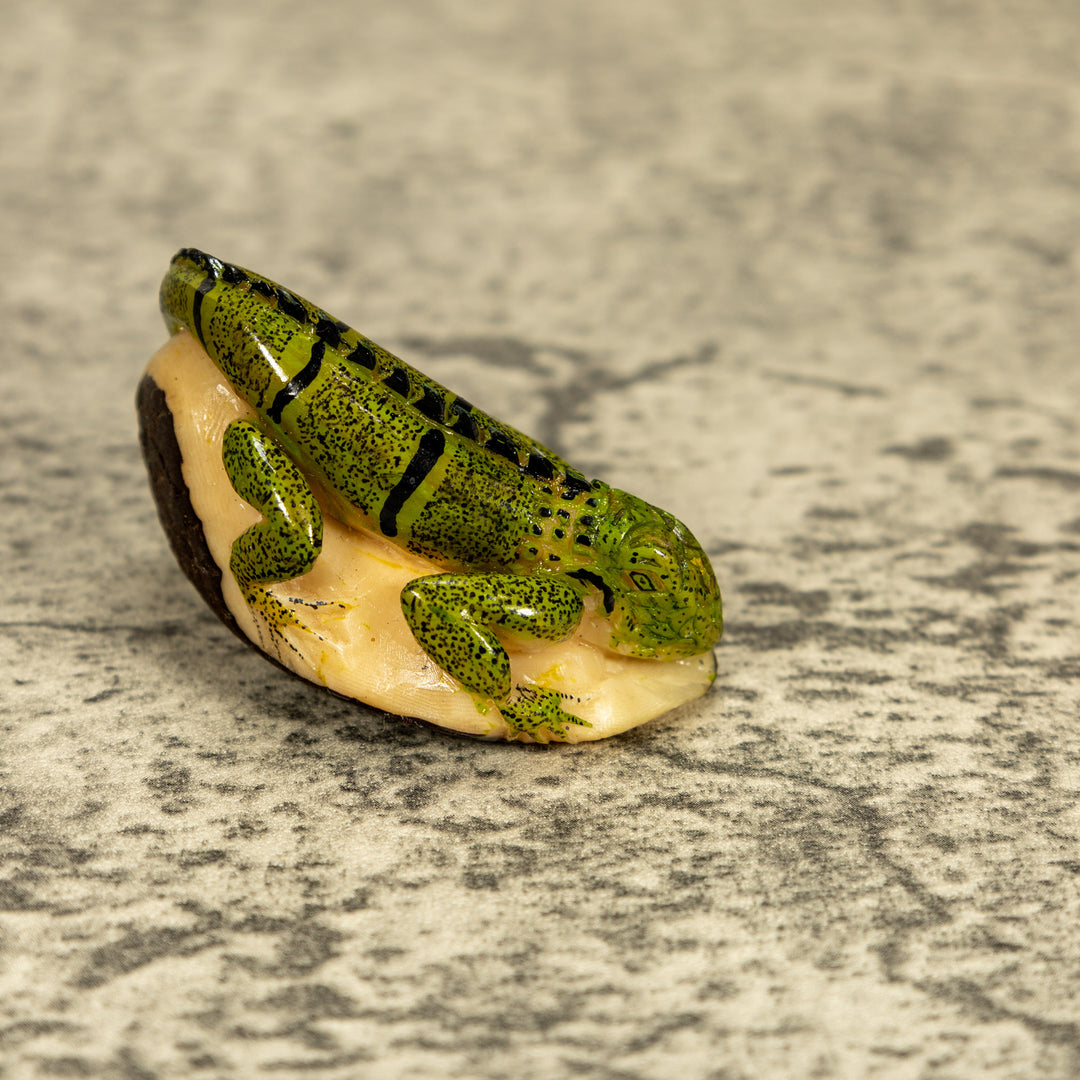 Green Iguana Lizard Tagua Nut Carving