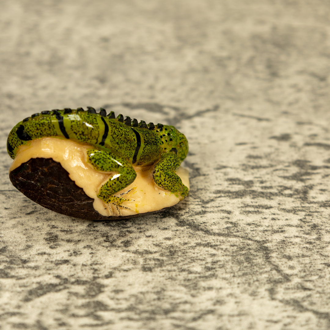 Green Iguana Lizard Tagua Nut Carving
