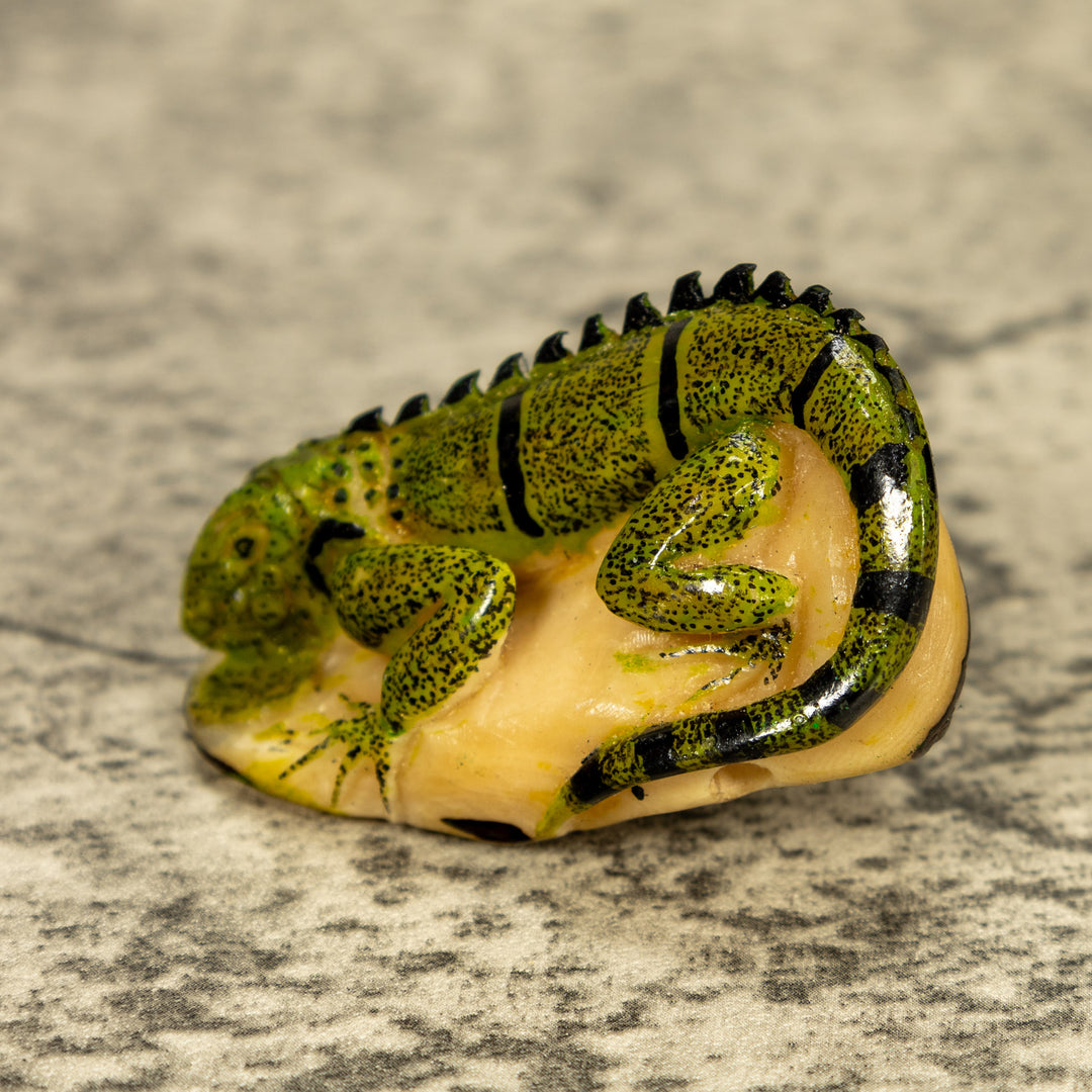Green Iguana Lizard Tagua Nut Carving