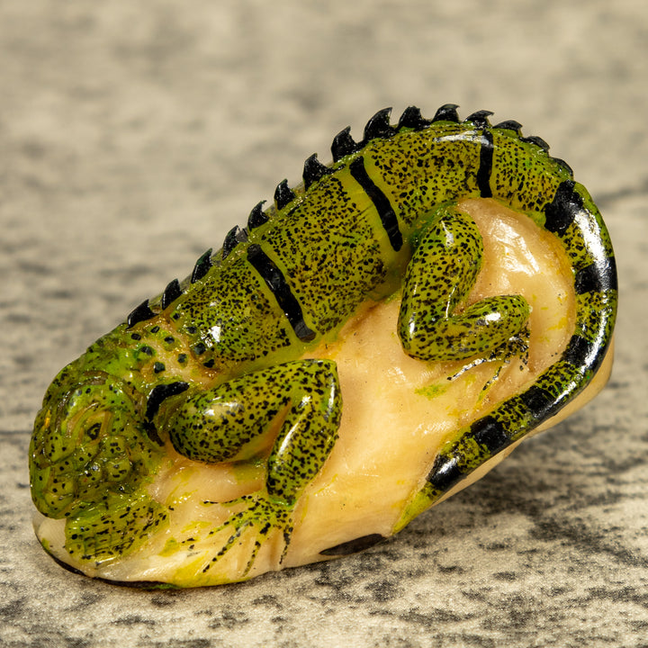 Green Iguana Lizard Tagua Nut Carving