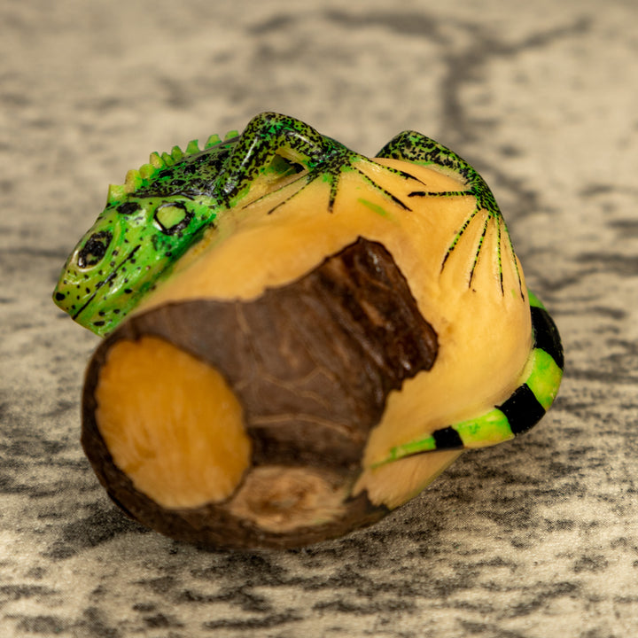 Green Iguana Lizard Tagua Nut Carving