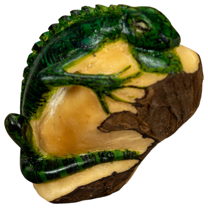 Green Iguana Lizard Tagua Nut Carving