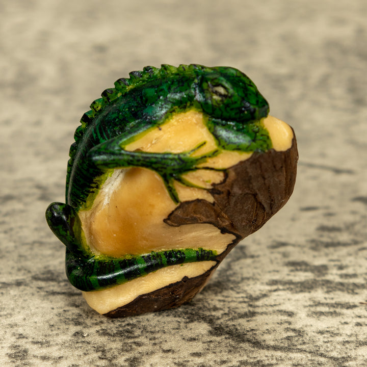 Green Iguana Lizard Tagua Nut Carving