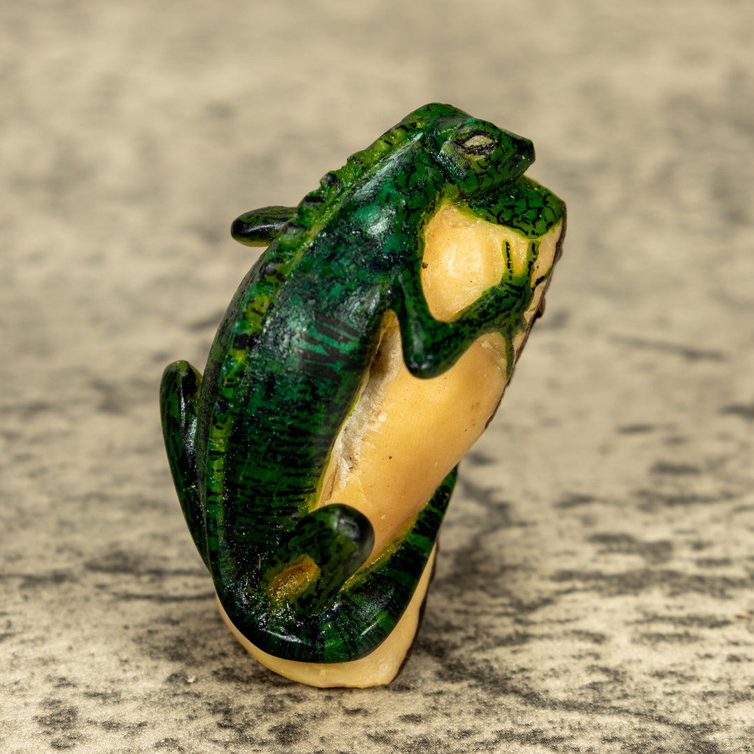 Green Iguana Lizard Tagua Nut Carving