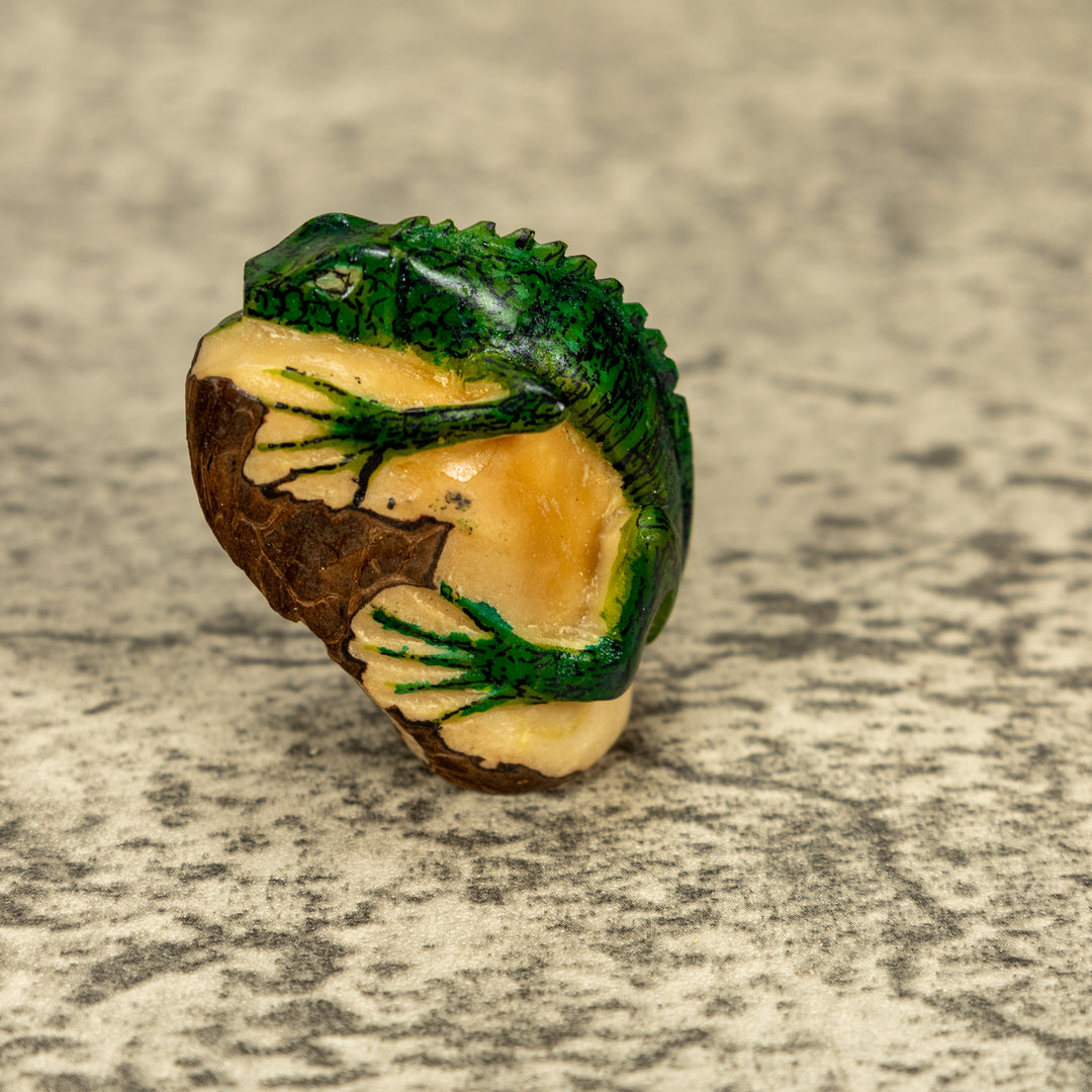 Green Iguana Lizard Tagua Nut Carving