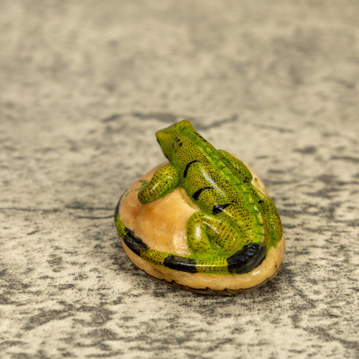 Green Iguana Lizard Tagua Nut Carving