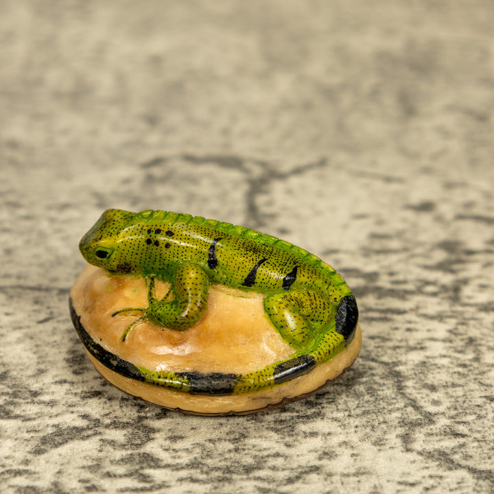 Green Iguana Lizard Tagua Nut Carving