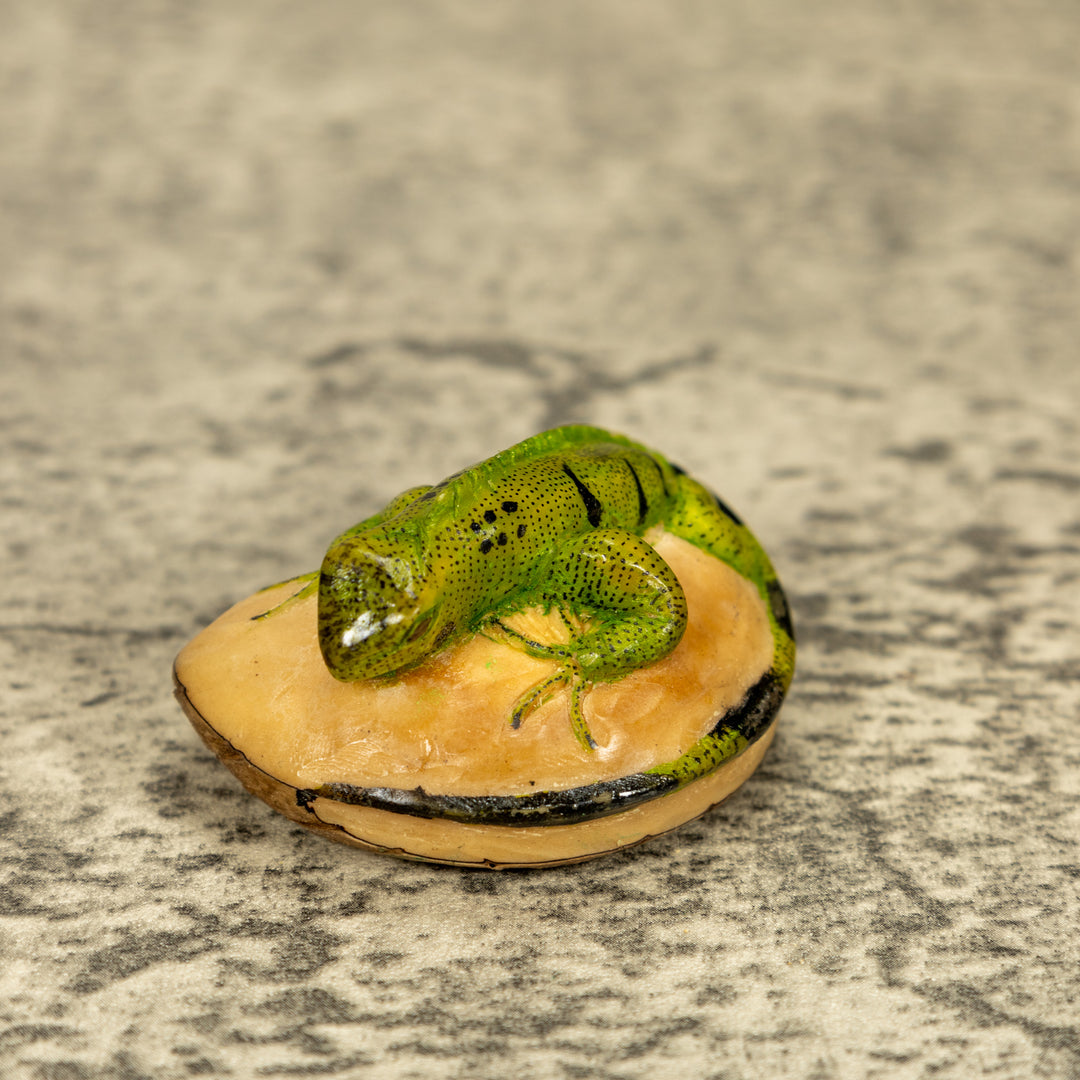 Green Iguana Lizard Tagua Nut Carving