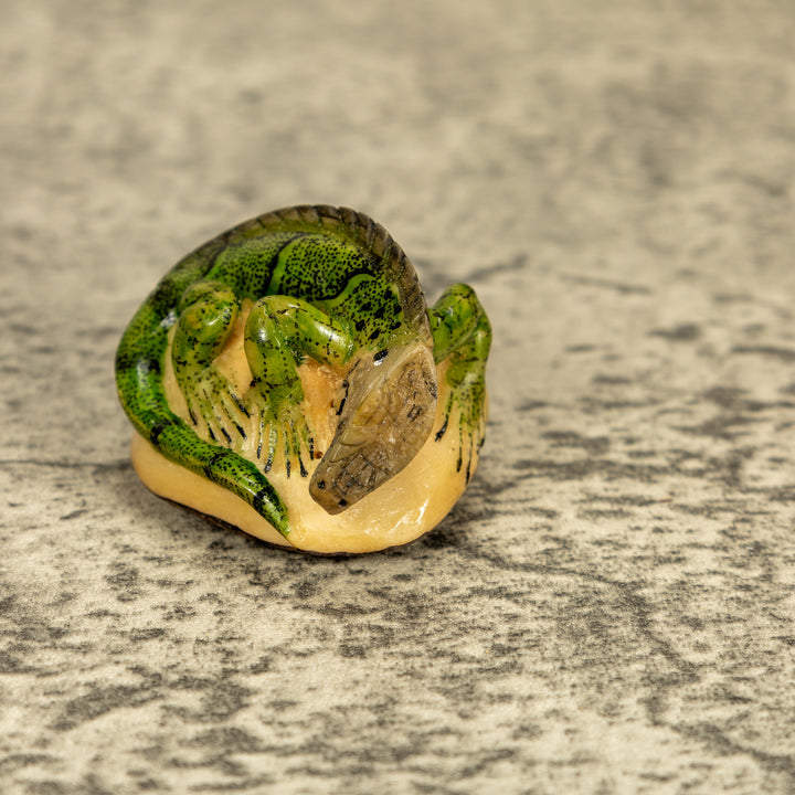 Green Iguana Lizard Tagua Nut Carving