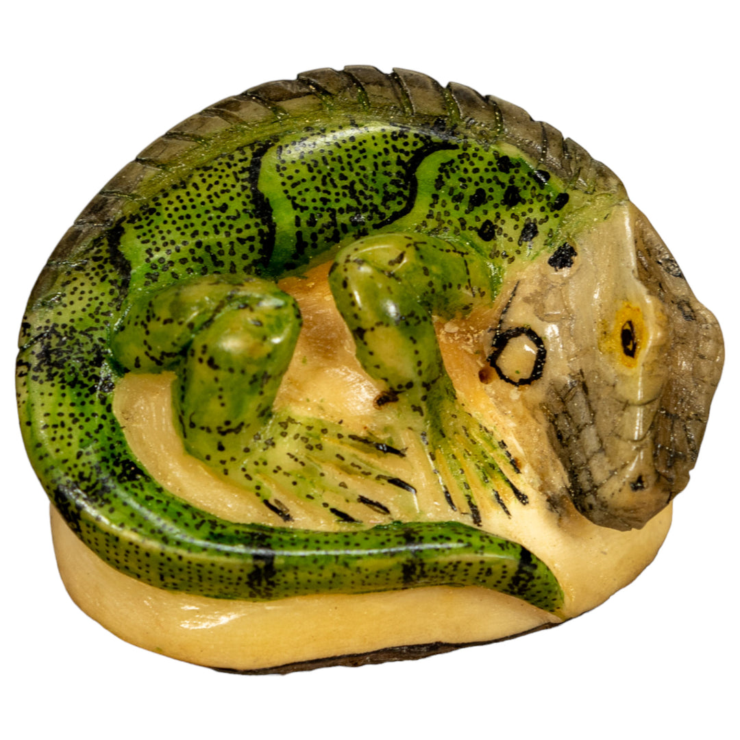 Green Iguana Lizard Tagua Nut Carving