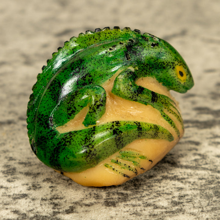 Green Iguana Lizard Tagua Nut Carving
