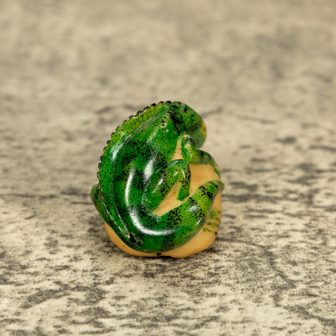 Green Iguana Lizard Tagua Nut Carving