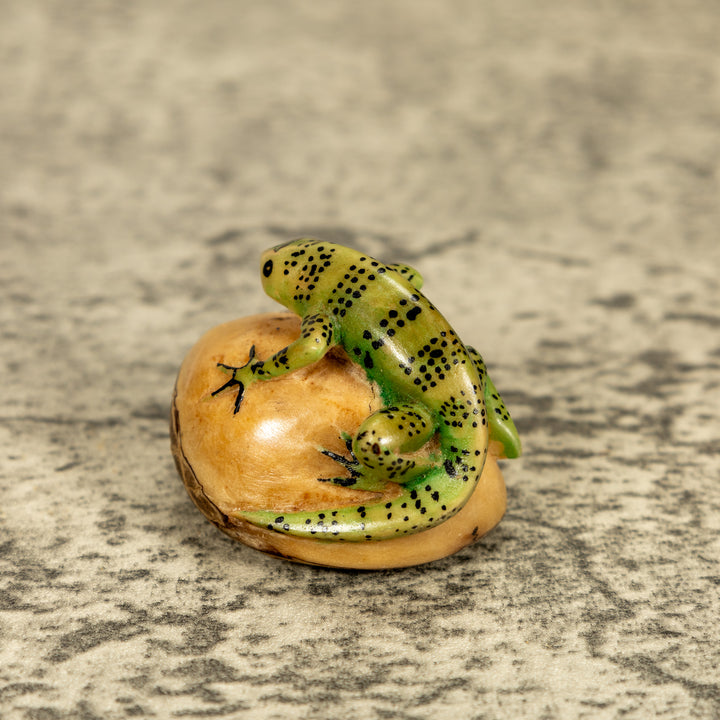 Green Iguana Lizard Tagua Nut Carving