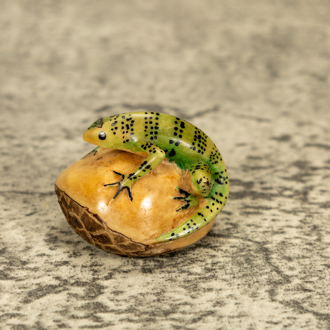Green Iguana Lizard Tagua Nut Carving