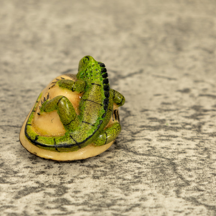 Green Iguana Lizard Tagua Nut Carving