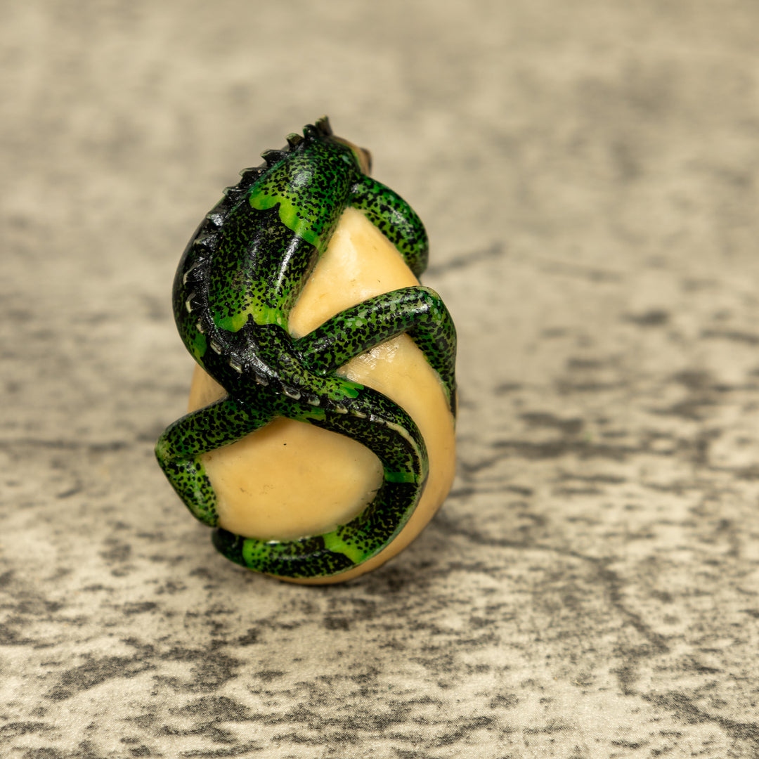 Green Iguana Lizard Tagua Nut Carving