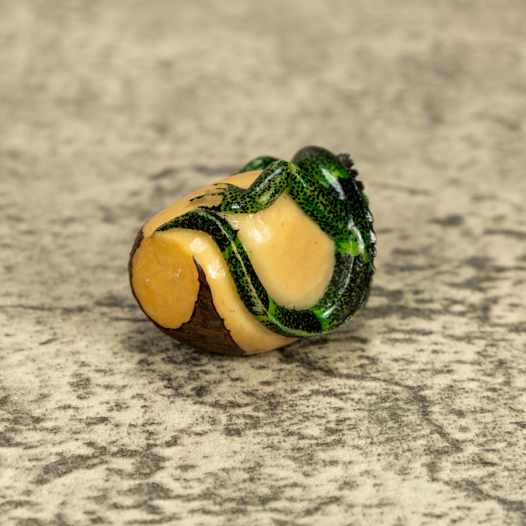 Green Iguana Lizard Tagua Nut Carving