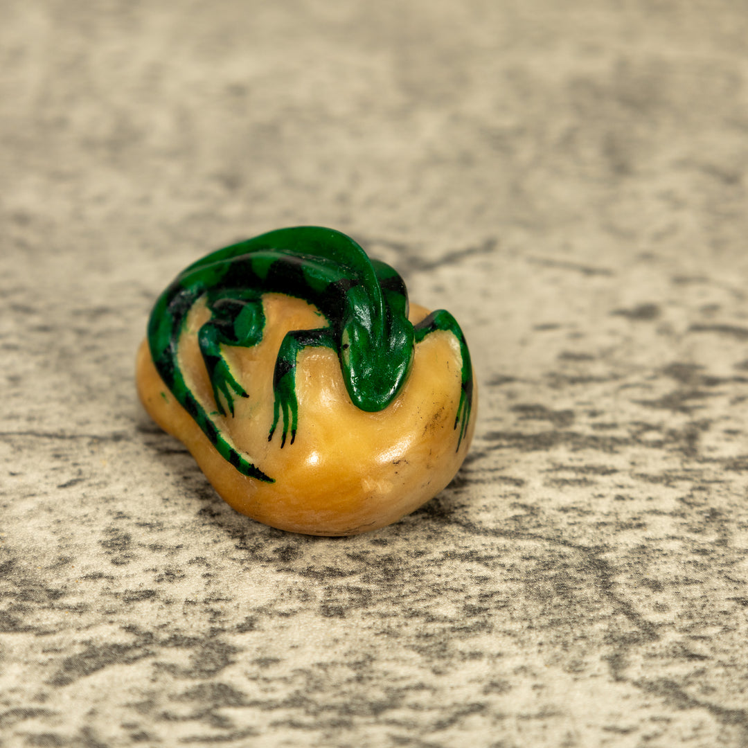 Green Iguana Lizard Tagua Nut Carving