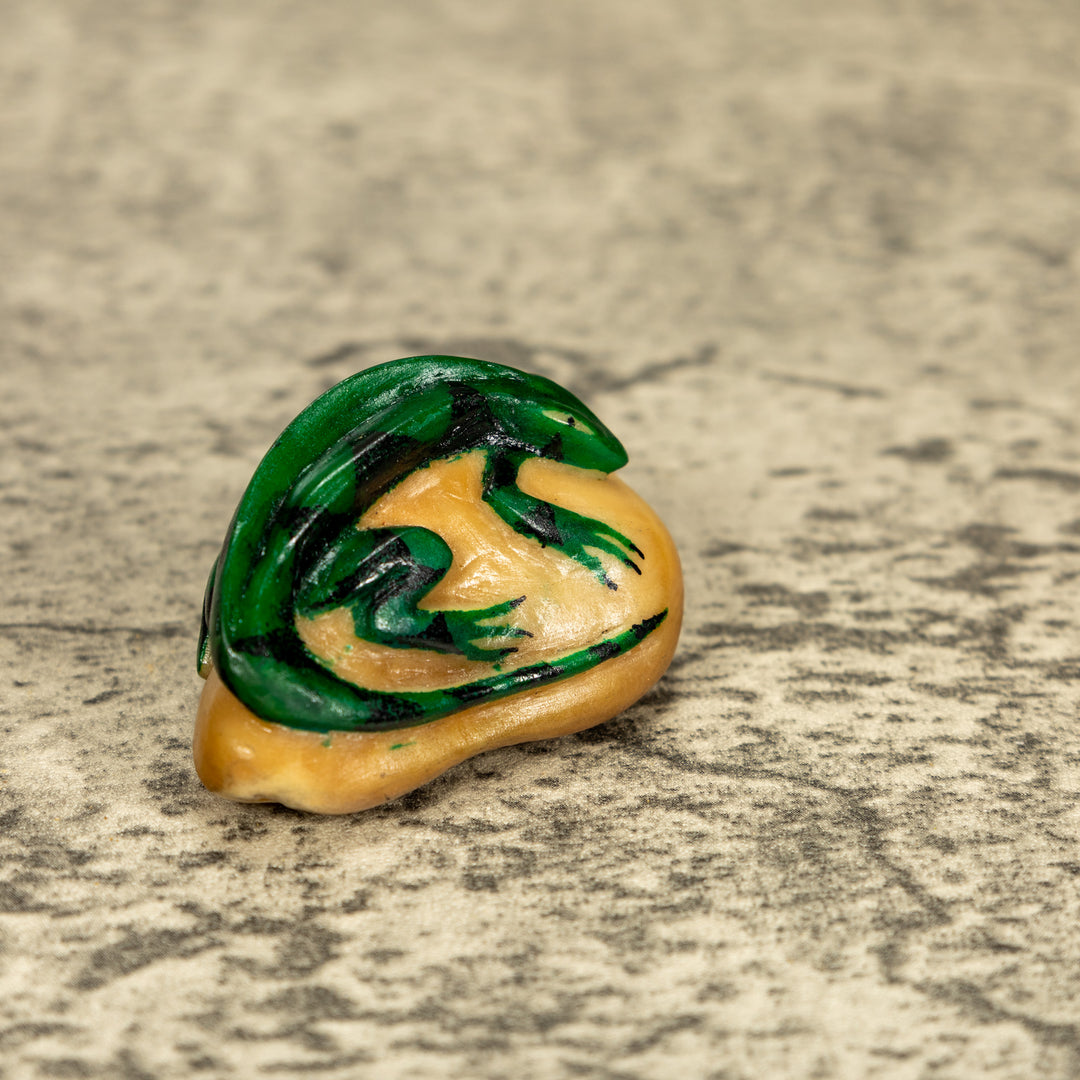 Green Iguana Lizard Tagua Nut Carving