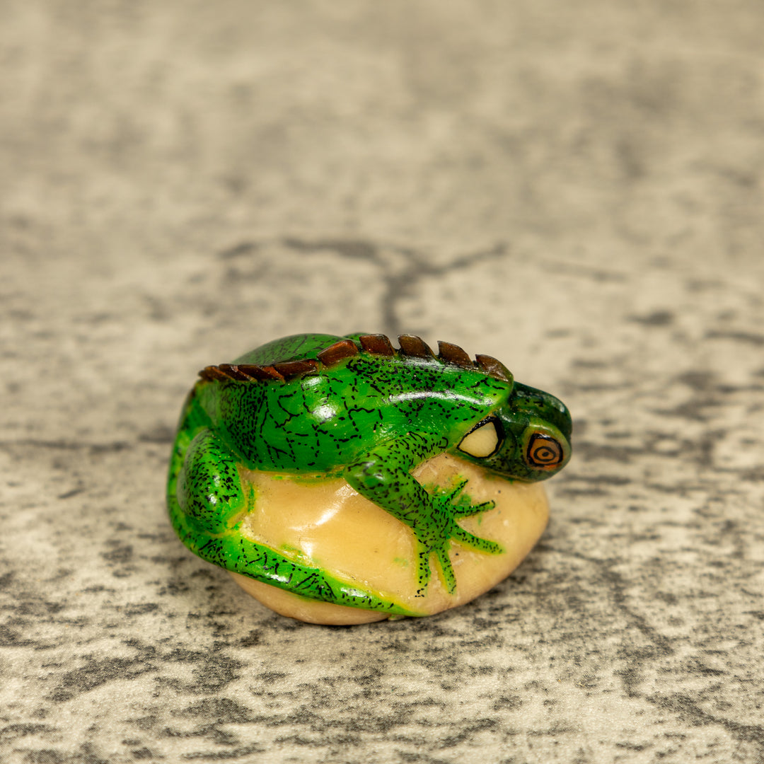 Green Iguana Lizard Tagua Nut Carving