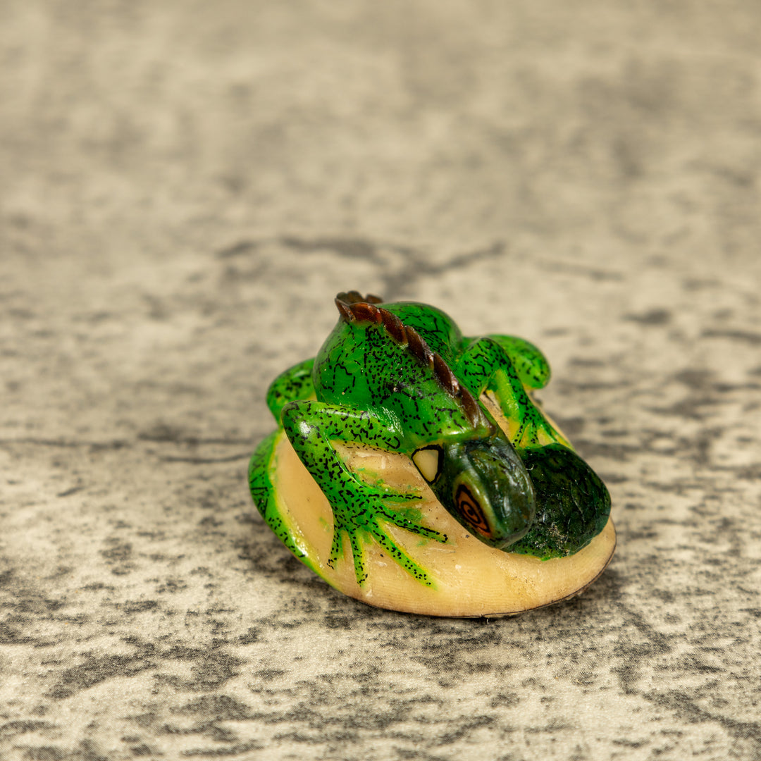 Green Iguana Lizard Tagua Nut Carving