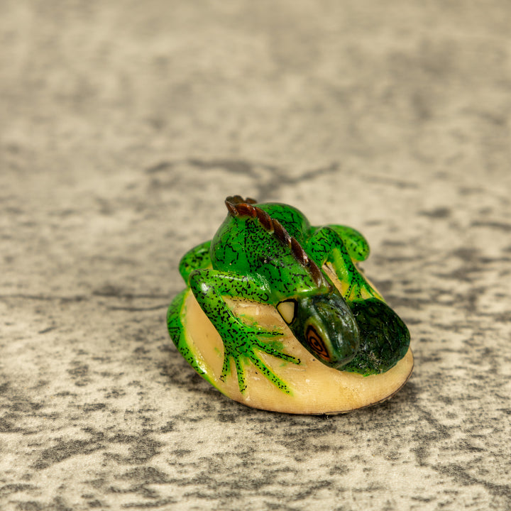 Green Iguana Lizard Tagua Nut Carving