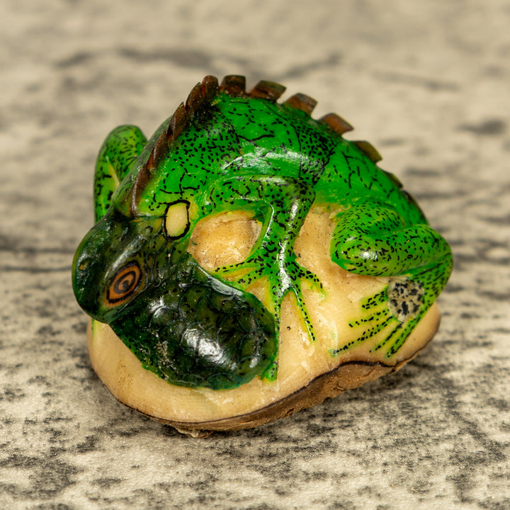 Green Iguana Lizard Tagua Nut Carving