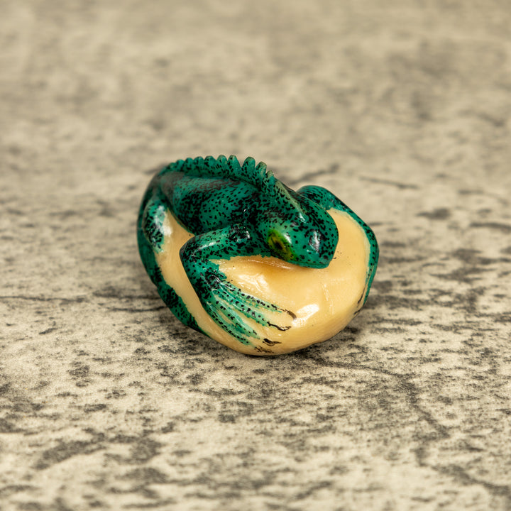 Green Iguana Lizard Tagua Nut Carving