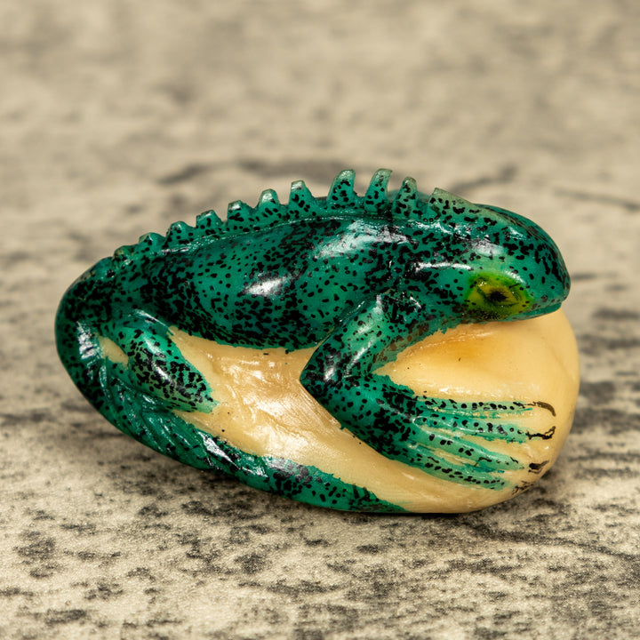 Green Iguana Lizard Tagua Nut Carving