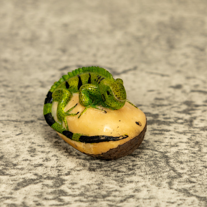 Green Iguana Lizard Tagua Nut Carving
