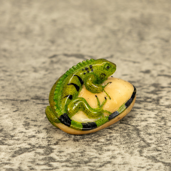 Green Iguana Lizard Tagua Nut Carving