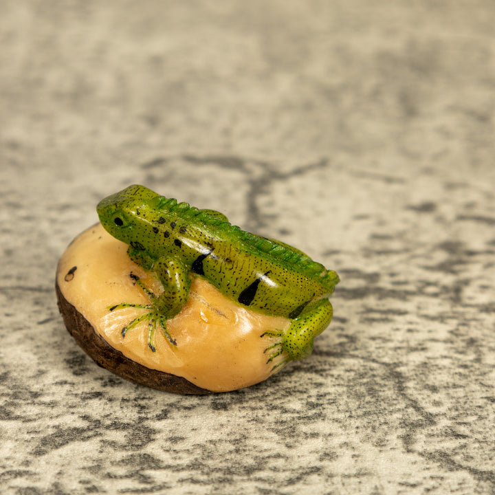 Green Iguana Lizard Tagua Nut Carving