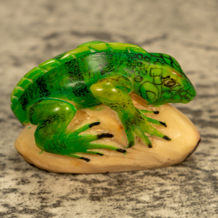 Green Iguana Lizard Tagua Nut Carving