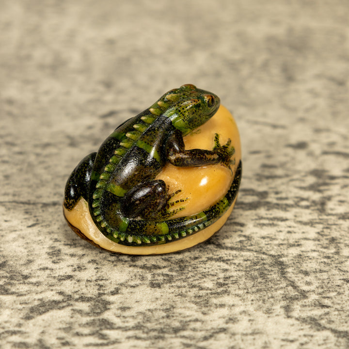 Green Iguana Lizard Tagua Nut Carving