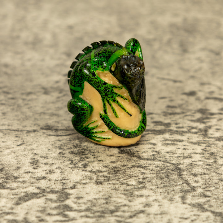 Green Iguana Lizard Tagua Nut Carving