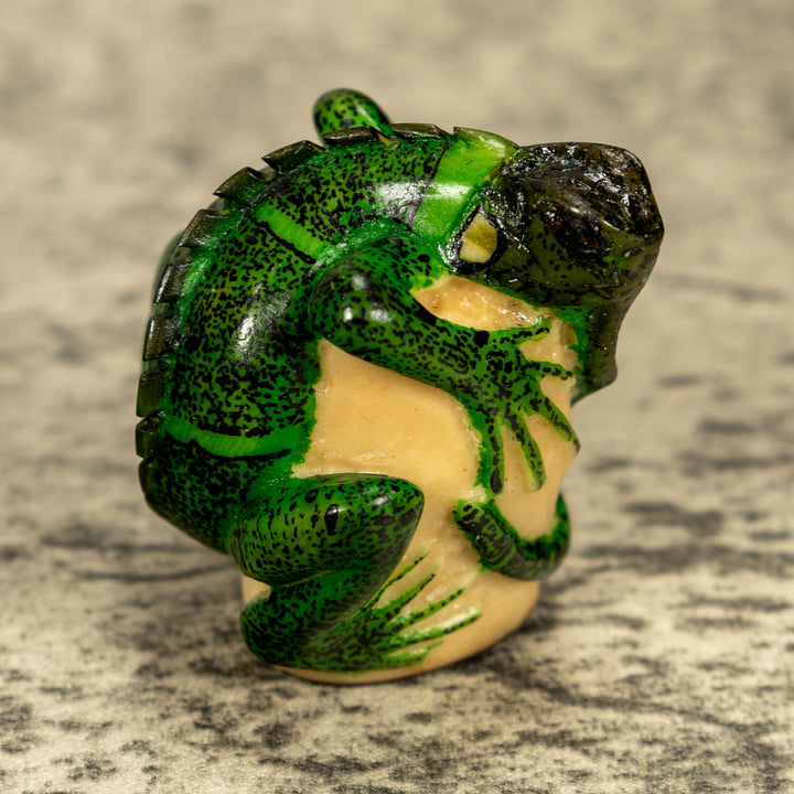 Green Iguana Lizard Tagua Nut Carving