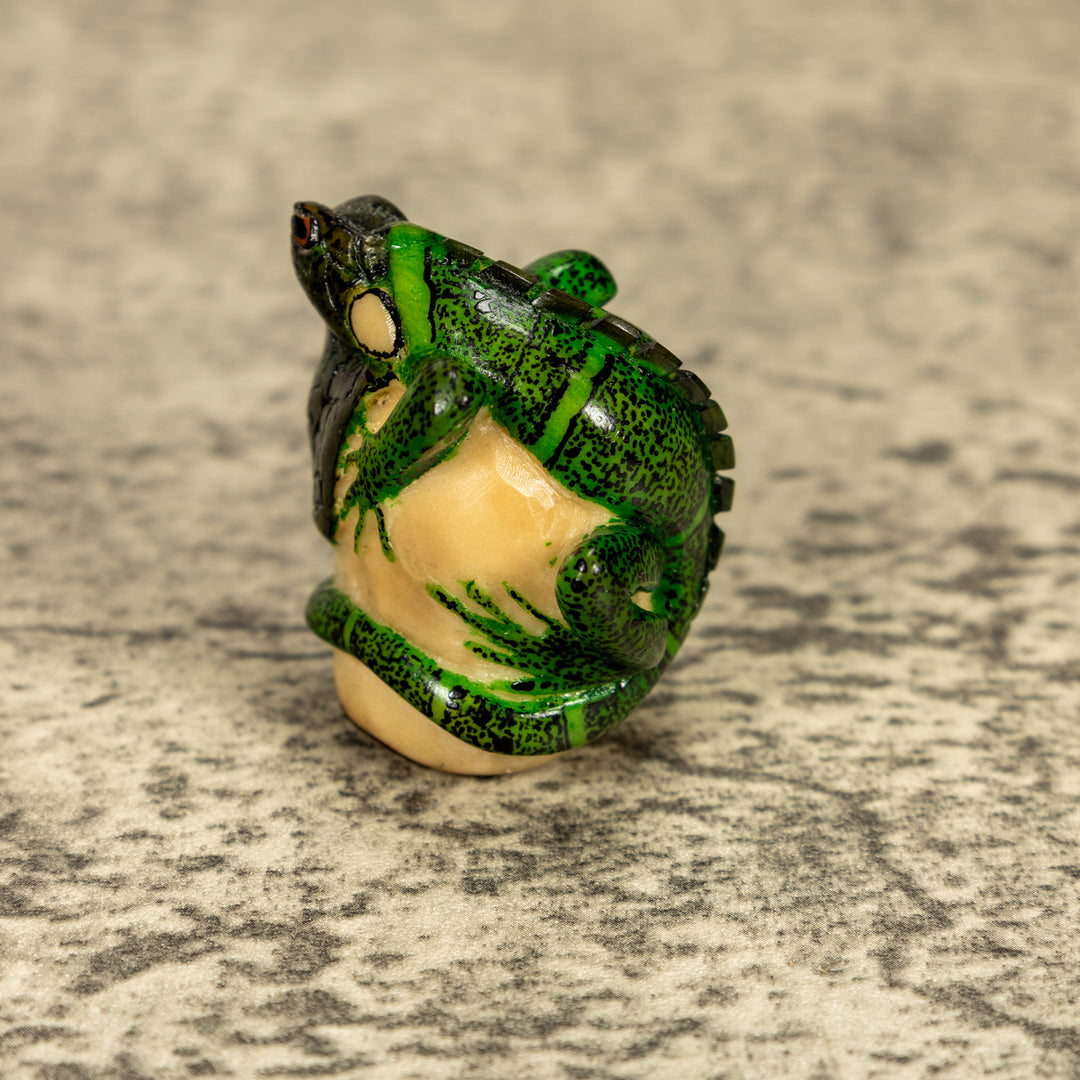 Green Iguana Lizard Tagua Nut Carving