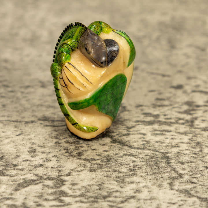 Green Iguana Lizard Tagua Nut Carving