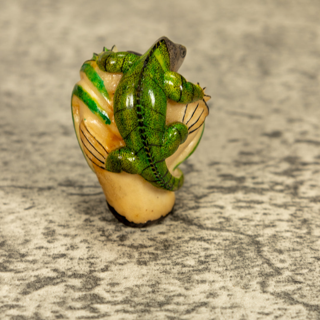 Green Iguana Lizard Tagua Nut Carving